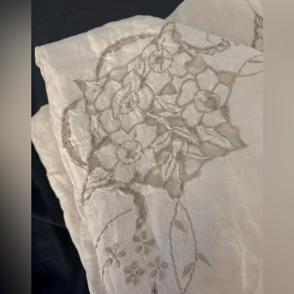 Vintage Battenburg Lace tablecloth 85x62